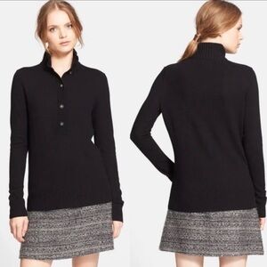 Tory Burch Giselle logo button mock neck sweater black sz S
